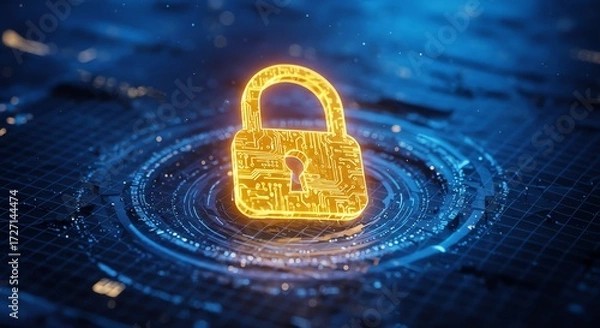 Fototapeta Digital Security Padlock Circuitry Data Protection Cyber Security