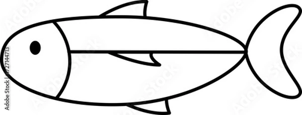 Fototapeta Vector Illustration of Cartoon Fish. Simple Outline Fish Coloring Page