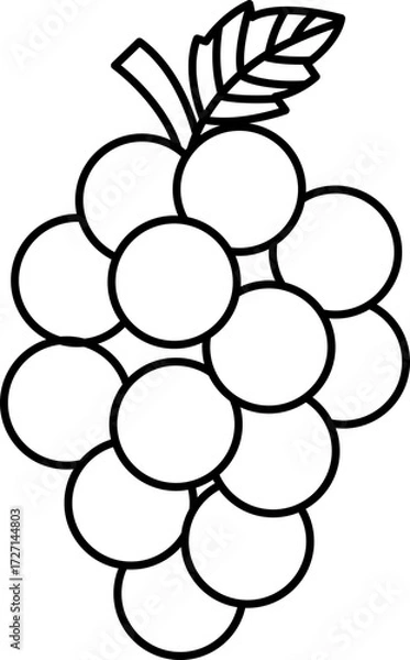 Fototapeta Vector Illustration of Cartoon Grape. Simple Outline Grape Coloring Page