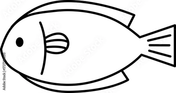 Fototapeta Vector Illustration of Cartoon Fish. Simple Outline Fish Coloring Page