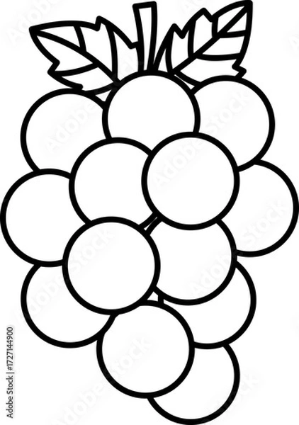 Fototapeta Vector Illustration of Cartoon Grape. Simple Outline Grape Coloring Page