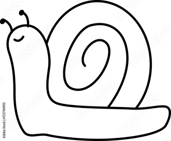 Fototapeta Vector Illustration of Cartoon Snail. Simple Outline Snail Coloring Page