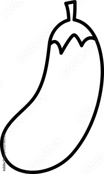 Obraz Vegetable Vector Illustration. Simple Outline Vegetable Coloring Page. Eggplant Outline Vector.