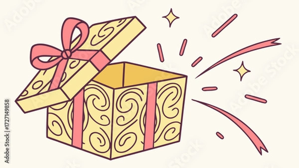 Fototapeta Unwrap Joy with this Charming Gift Box Illustration, Perfect for Birthday Wishes and Special Occasions, Delivering Happiness and Celebration with a Touch of Magic