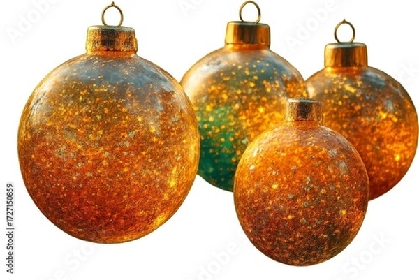 Obraz Close-Up of Large Transparent Christmas Ornaments with Glitter Inside in Daylight