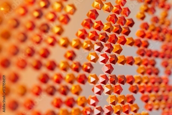 Obraz red and yellow icosahedron background 3D computer generated image