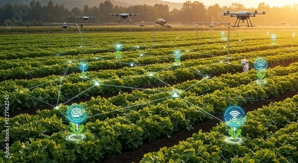 Fototapeta Smart Agriculture Drones Monitoring Crops Innovation Technology