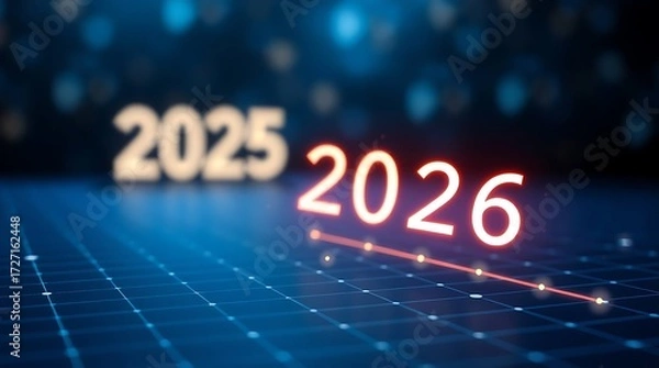 Fototapeta Business Growth and Future Strategy Concept 2025 to 2026 with Digital Data Visualization