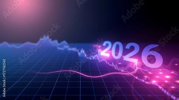 Fototapeta Business Growth and Future Strategy Concept 2025 to 2026 with Digital Data Visualization