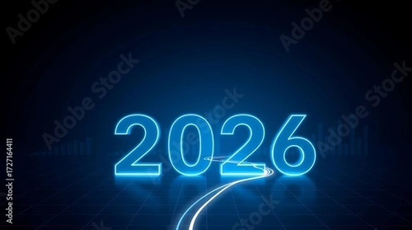 Fototapeta Business Growth and Future Strategy Concept 2025 to 2026 with Digital Data Visualization