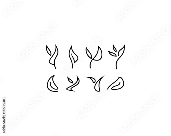 Fototapeta black and white leaf logo design set icon