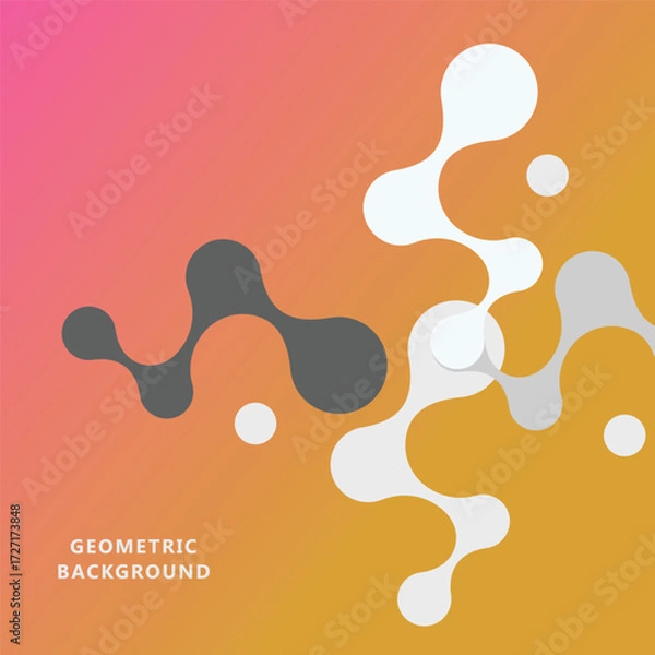 Fototapeta Abstract molecular geometry with fluid shapes. Vector background