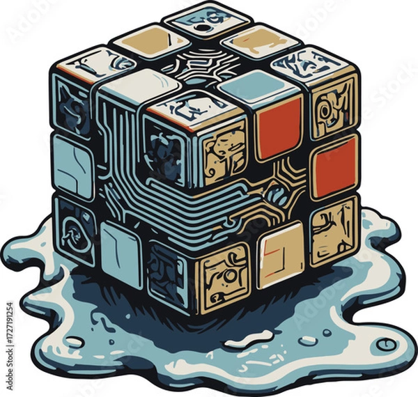 Obraz Ancient cube object illustration