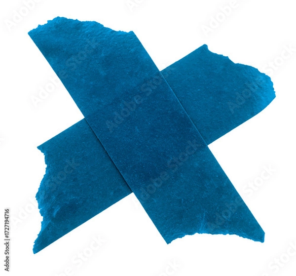 Fototapeta A piece of crumpled insulating tape on a white background. Blue insulating electrical tape.
