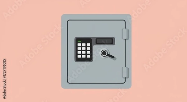 Fototapeta Illustration of a closed, grey safe with a keypad and a handle