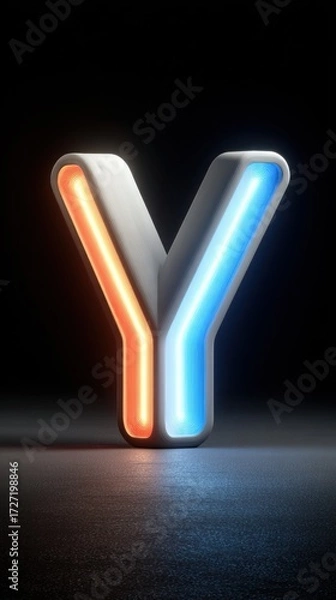 Fototapeta Capital letter y neon light