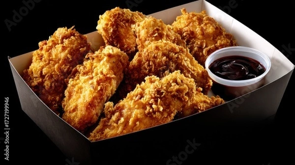 Fototapeta Crispy fried chicken tenders box