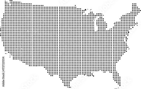 Fototapeta United States of America map vector made of halftone dots isolated on white background
