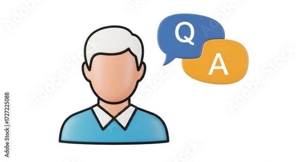 Fototapeta Isolated question and answer graphic illustration with person, consultation symbol graphic