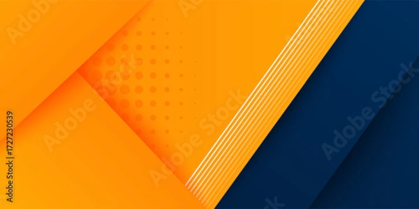 Fototapeta Abstract geometric dark blue and orange square theme overlap background for graphic design. Eps10 vector