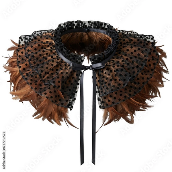 Fototapeta Ornate collar with feathers and studs isolated on transparent background