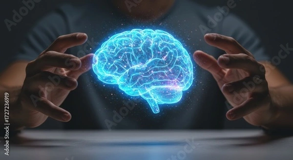 Fototapeta Exploring the power of the human brain digital environment visualization technology concept view