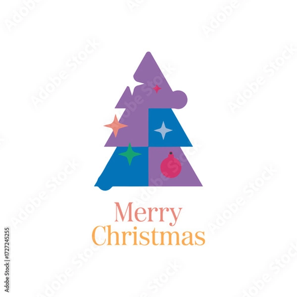 Obraz create a vector style simple  merry christmas white background

