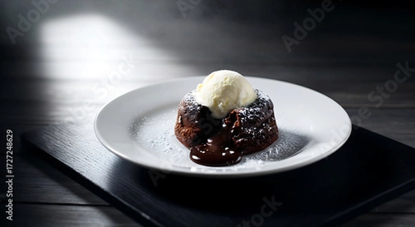 Fototapeta Chocolate Lava Cake with Vanilla Ice Cream