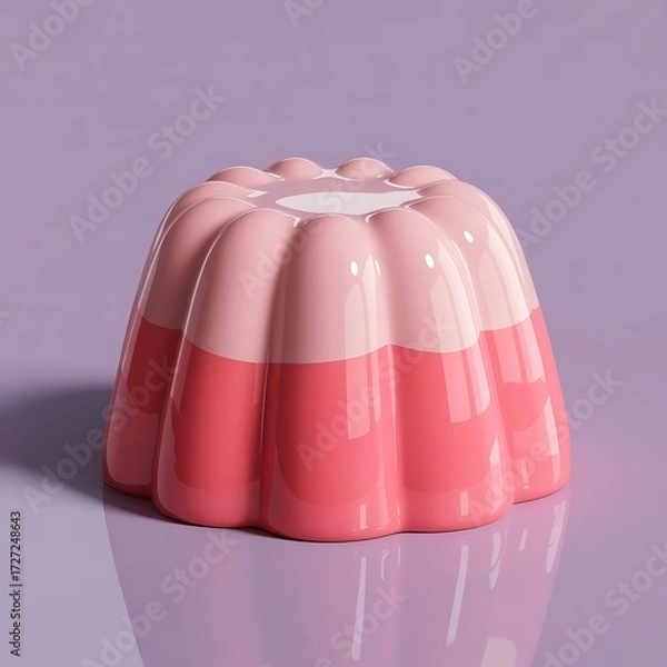Obraz A delightful pink gelatin dessert on a purple surface with glossy finish