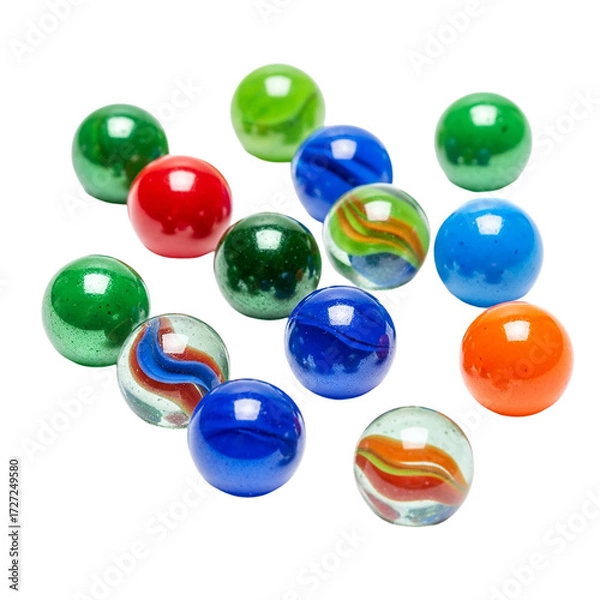 Fototapeta Colorful Marbles Collection Glass Spheres Children s Toys Round Objects Game Pieces Vintage on transparent background