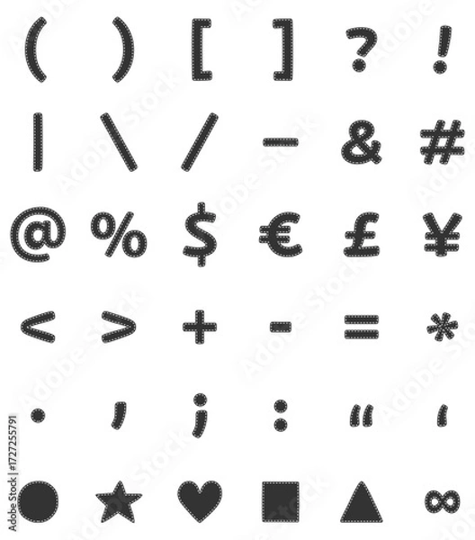 Obraz アップリケ風記号セット（手縫い風デザイン）