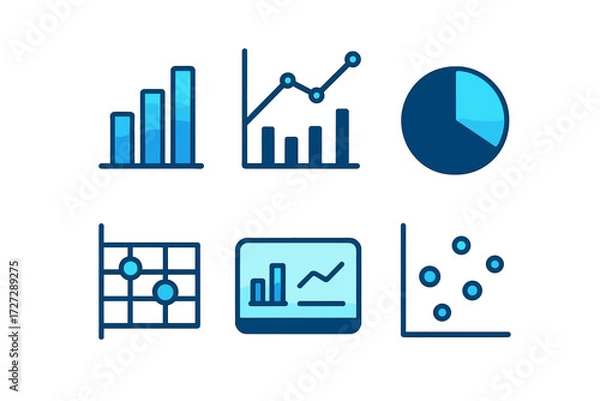 Fototapeta Graphs and charts representing data analytics and trends for business performance tracking