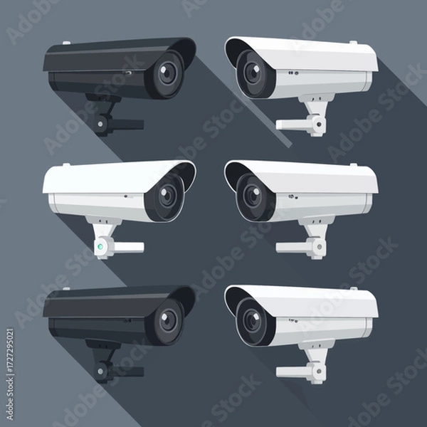 Fototapeta Modern Surveillance Cameras in Various Angles