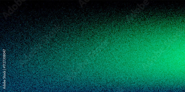 Fototapeta Dark green blue grainy gradient background, black backdrop, noise texture effect,webpage header, wide banner size
