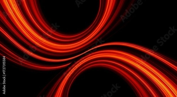 Fototapeta Fiery abstract light streaks create a dynamic, energetic background with vibrant red and orange hues on black