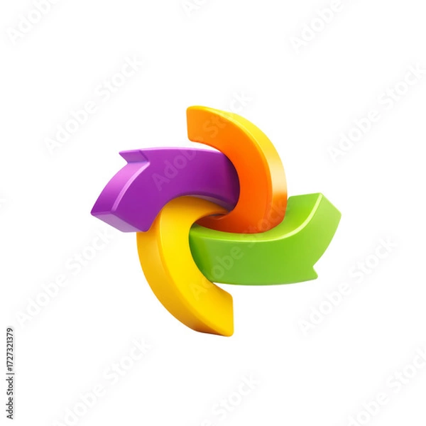 Fototapeta Colorful Abstract Design with Dynamic Shapes and Arrows Symbolizing Movement and Creativity in Modern Art Style