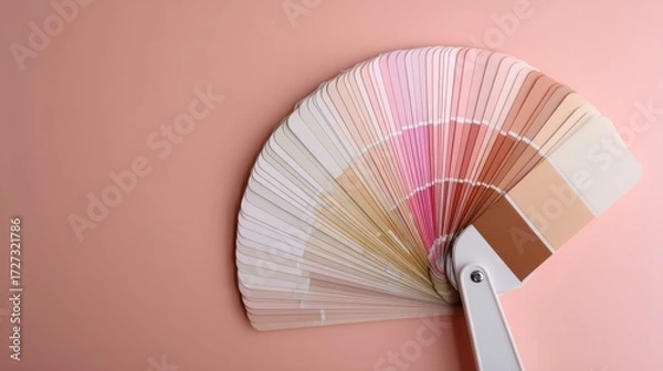 Fototapeta Paint swatch fan with soft neutral and pink tones on a pastel background