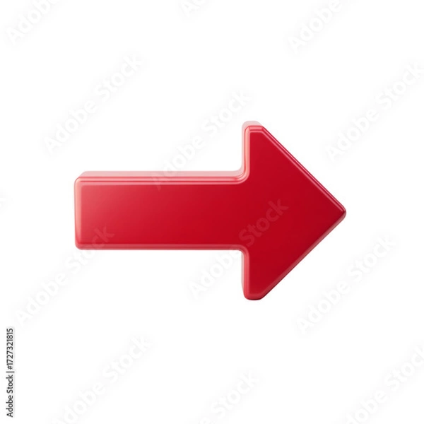 Fototapeta Bright Red Right Arrow Icon on a Transparent Background for Directional Guidance in Digital Media and Design Projects