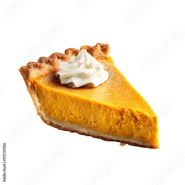 Fototapeta Pumpkin pie slice, white isolated background