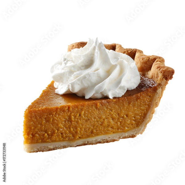 Fototapeta Pumpkin pie slice, white isolated background