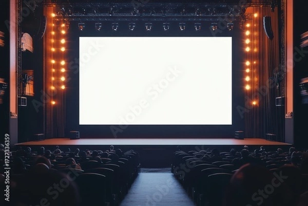 Obraz Conference stage with big blank screen mockup