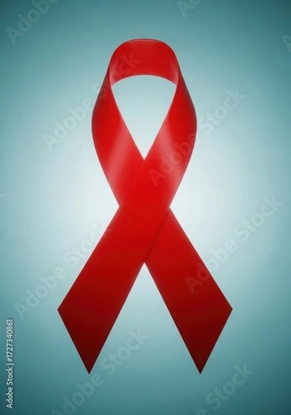 Fototapeta Red ribbon for world aids day isolated on white background