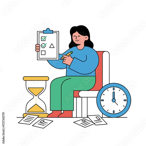 Fototapeta Concept for a task‑management illustration: a flat illustration isolated on a white background