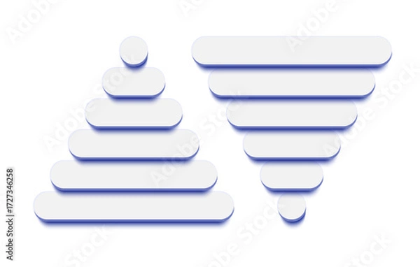 Fototapeta Pyramid and funnel infographic design element empty 3d style for presentation, start up project, business strategy, theory basic operation, logic analysis vector 10 eps