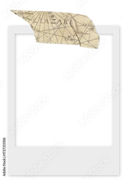 Obraz blank photo frame with map designed adhesive