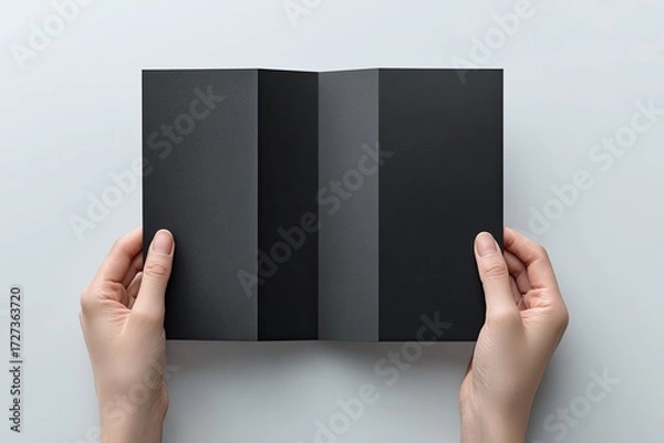 Obraz Blank black brochure held in hands