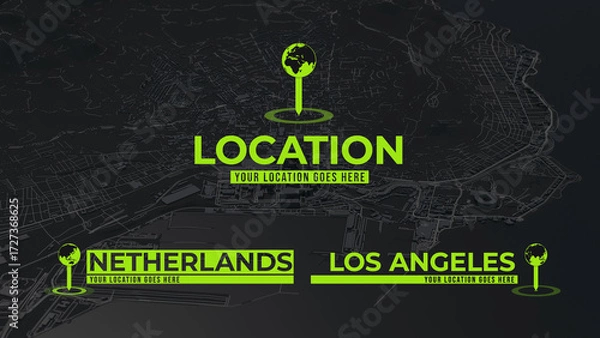 Obraz Map Location Titles with World Map Location Pin	