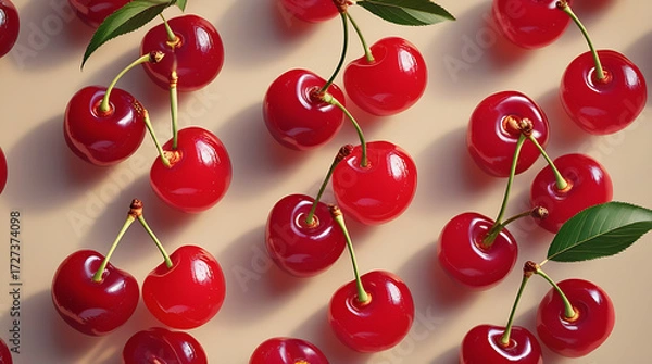 Obraz red cherries background wallpaper Cherry Charm Aesthetic Texture