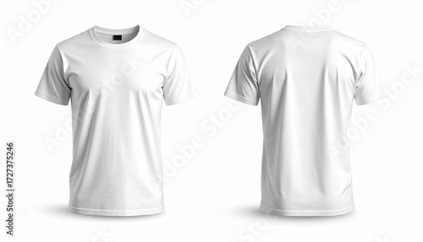 Fototapeta A realistic studio mockup of a plain white short sleeve t-shirt, front and back view