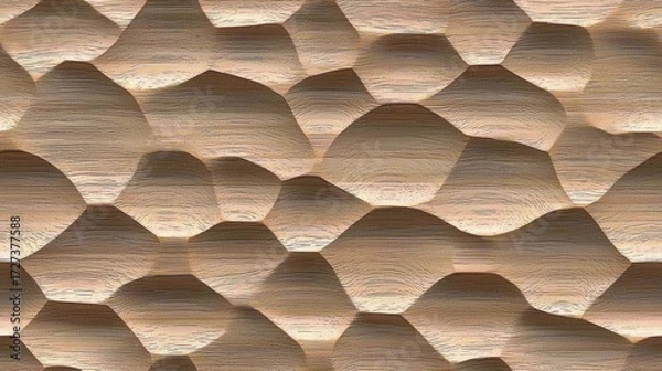 Fototapeta Brown wood relief texture with organic indentations and seamless abstract pattern